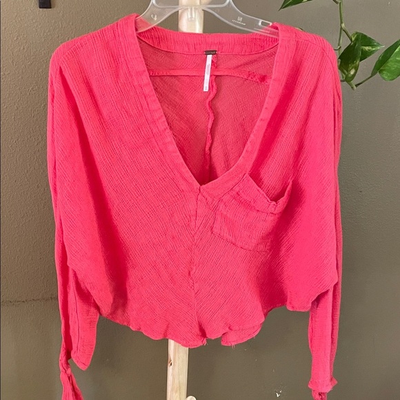 Free People Coral V-Neck Blouse - Picture 1 of 4